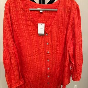 J. Jill Women's Red Button-Up Top